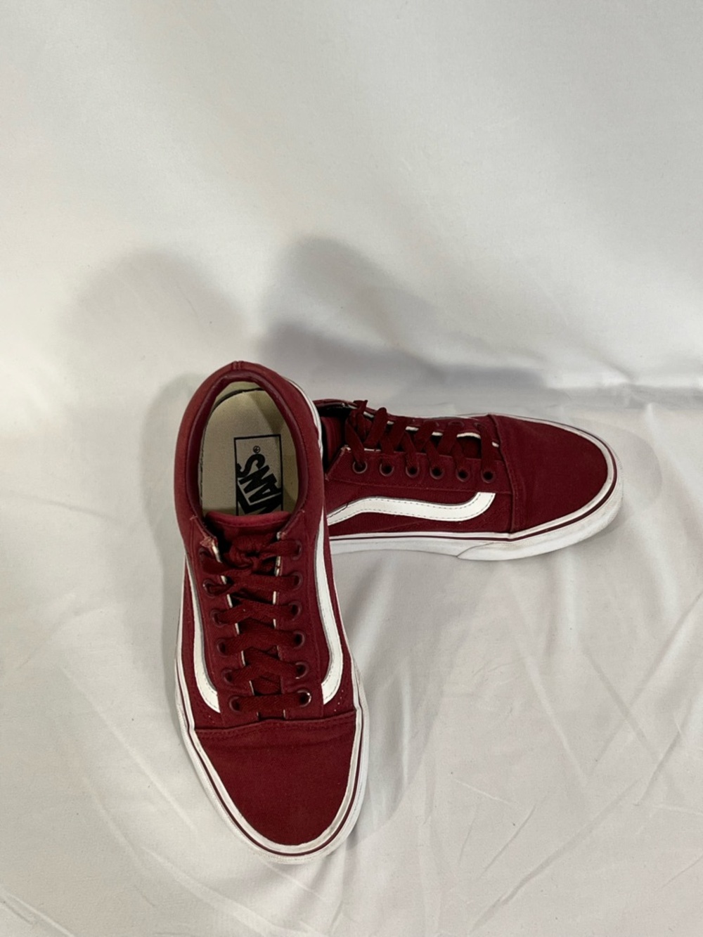 Vans Maroon Canvas Sneakers with White Stripe women’s 7.5